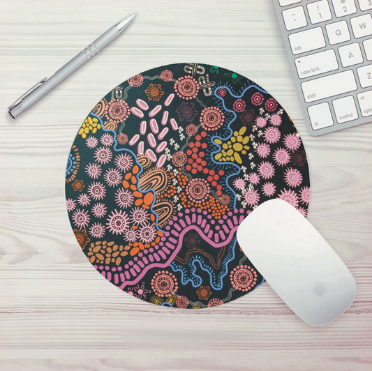 Country in colour Black Round mouse pad