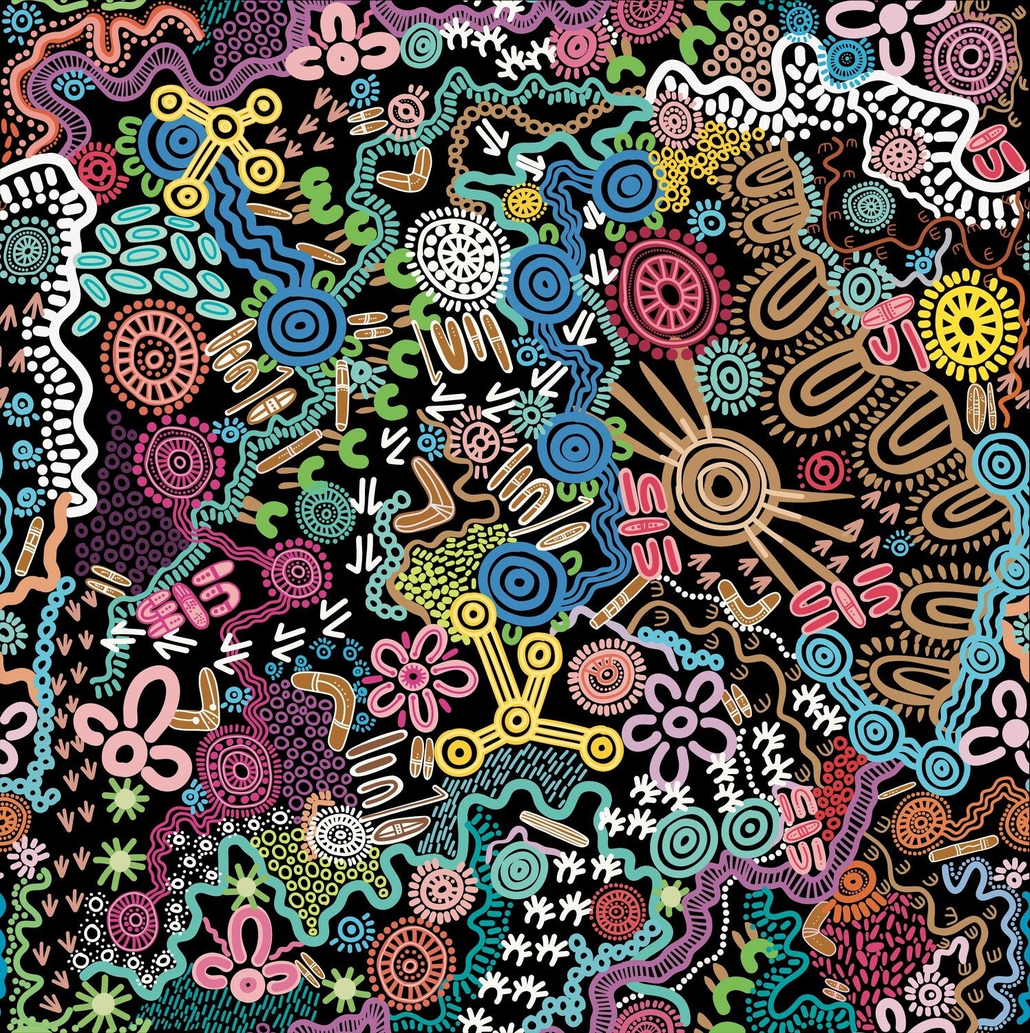 Country in colour Learning Black - Cotton Muslin