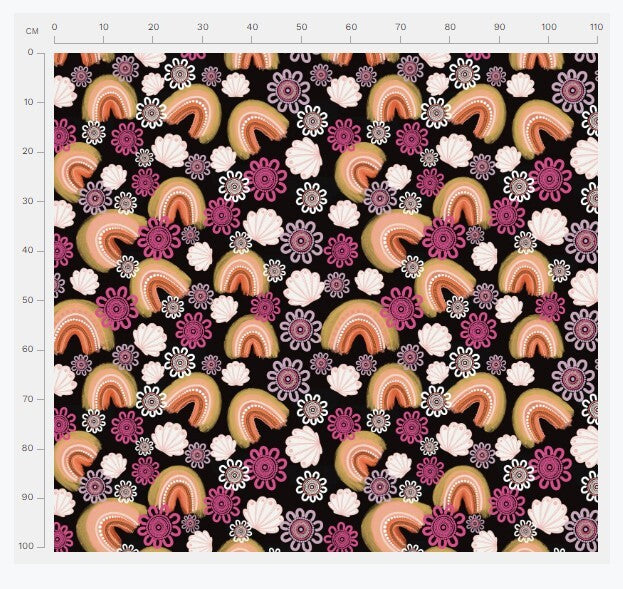 Mountains & Seashells  - Black 100% Bamboo