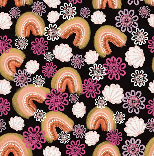 Mountains & Seashells  - Black 100% Bamboo