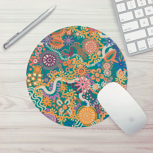 Country in colour Teal Round mouse pad