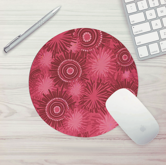 Pink spinifex Round mouse pad